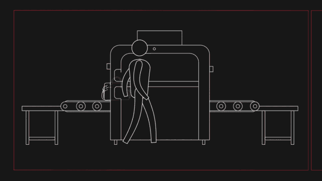 人過安檢門，物過安檢機